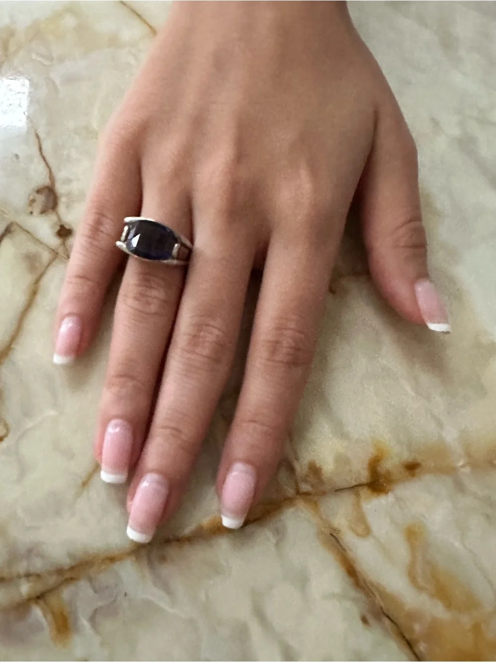 Sterling Silver Ring with Blue-Stone size 7.5